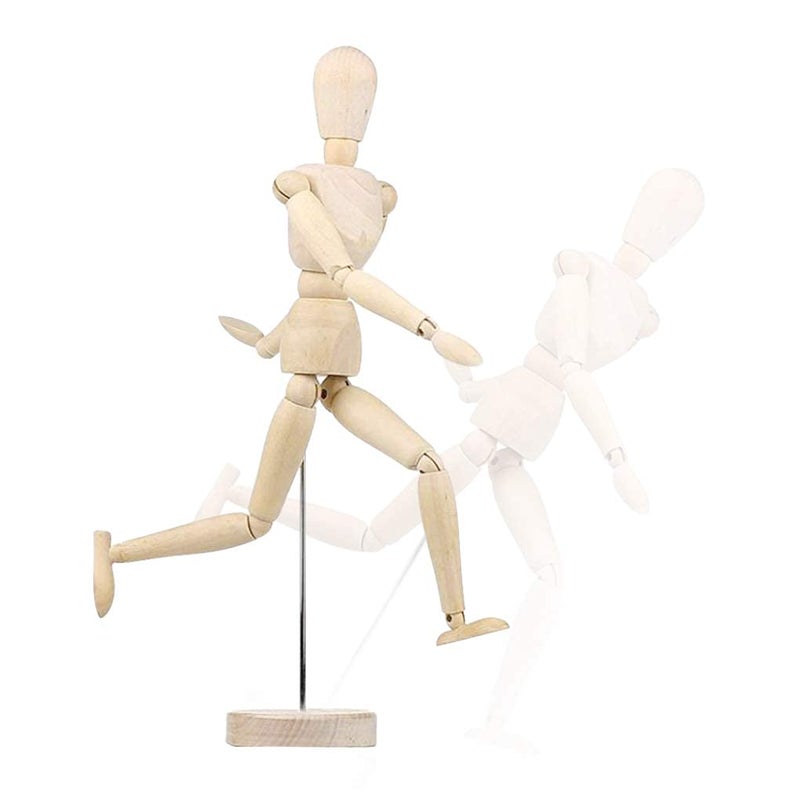 Holiberty 8 Inch Artists Wooden Manikin Flexible Body Joints Human Figure Puppet Model Wood Male Mannequin Doll Ornament Stand for Home Office Desk Decoration Sketching Drawing Painting Supplies - Image 4